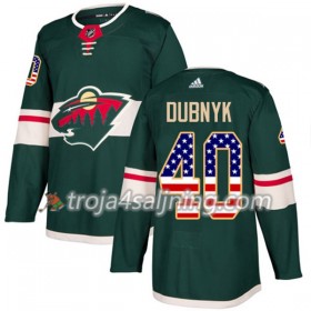Minnesota Wild tröja Devan Dubnyk 40 Adidas 2017-2018 Grön USA Flag Fashion Authentic - NHL Tröjor Herr